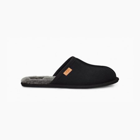 UGG Scuff Corduroy Black Slippers for Men (SAXD96708)